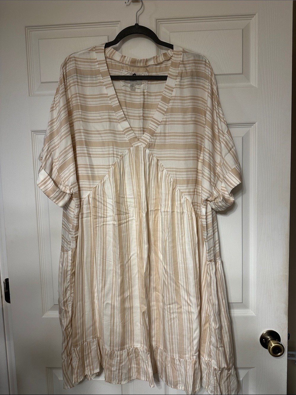 Cupio Beige and White Striped Mini Dress